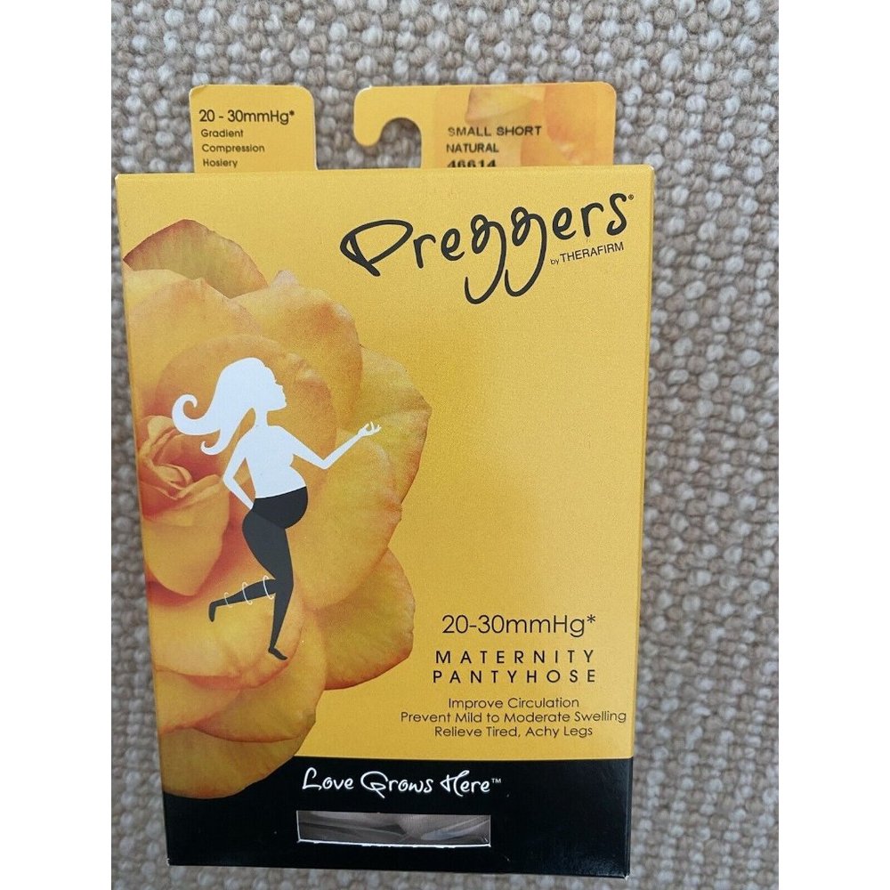 Preggers 20-30 mmhg small short natural 46614 NIB 1 pair maternity pantyhose